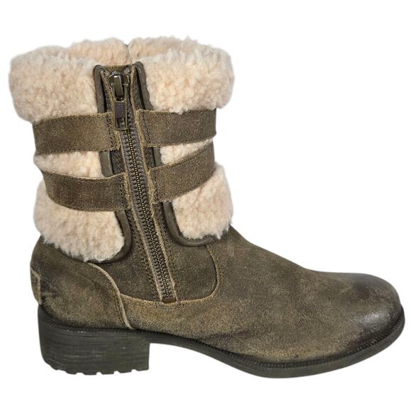 UGG Boots Womens 7.5 Blayre III UggPure Wool Waterproof Leather Dove Gray Straps - Picture 2 of 12